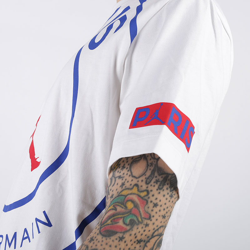 мужская белая футболка Jordan Paris Saint-Germain Tee BQ8384-100 - цена, описание, фото 3